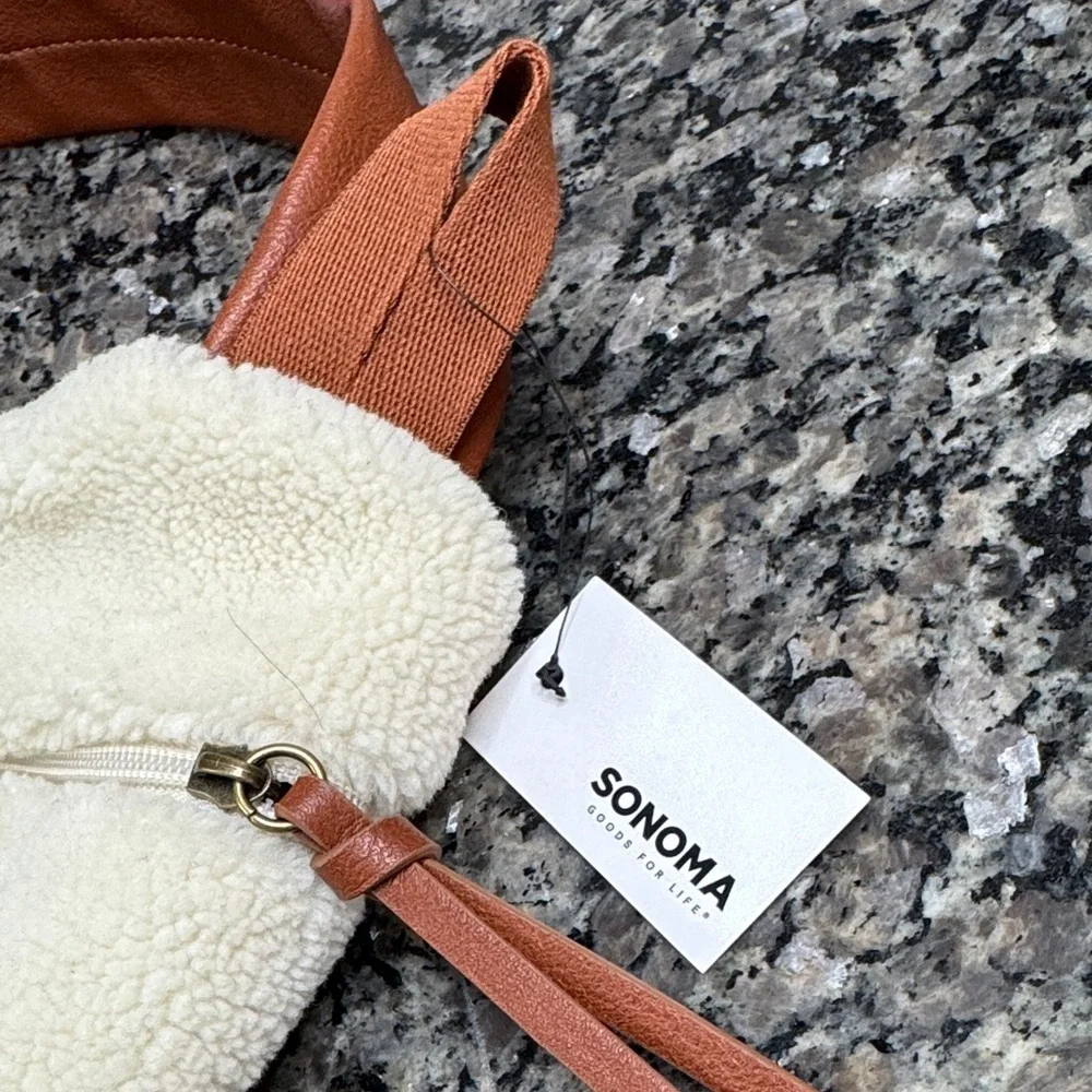 Sonoma Sherpa Cream and Brown Women's sling bag NWT